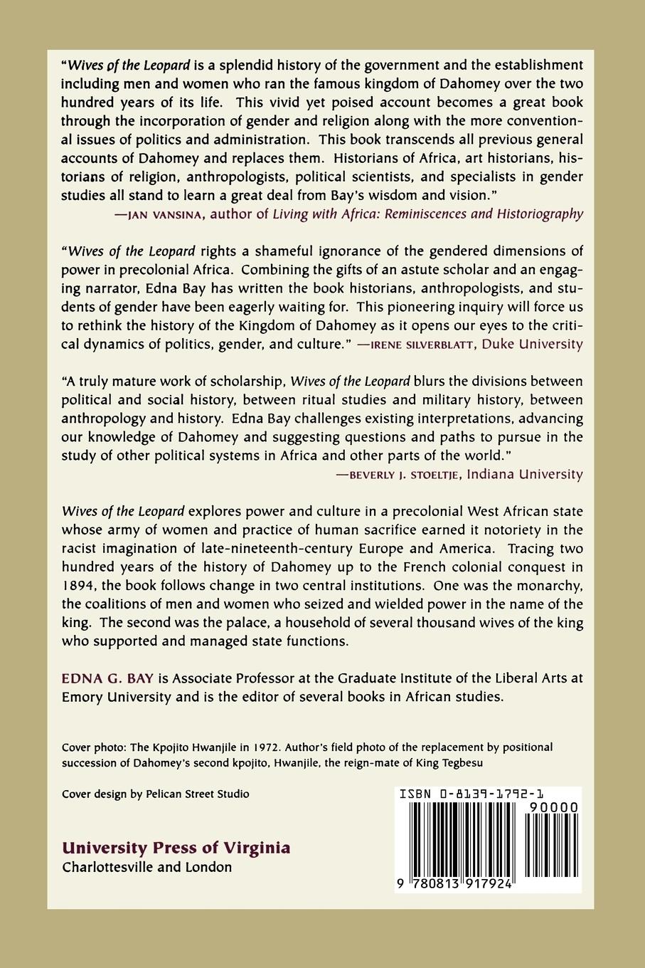 Rückseite: 9780813917924 | Wives of the Leopard | Edna G. Bay | Taschenbuch | Englisch | 1998