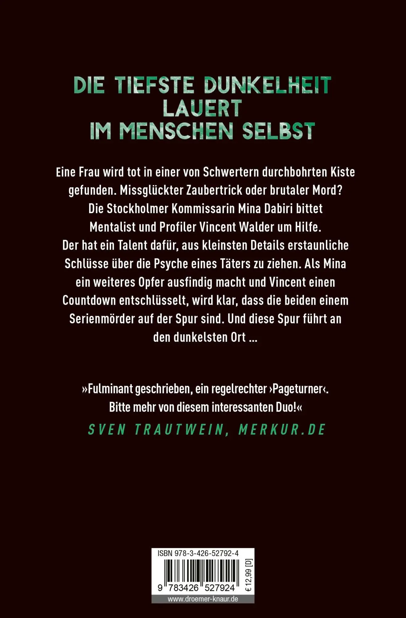Rückseite: 9783426527924 | Schwarzlicht | Camilla Läckberg (u. a.) | Taschenbuch | 624 S. | 2024