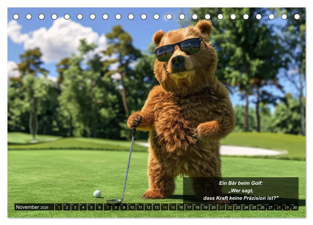 Bild: 9783457387924 | Der tierisch lustige Golfkalender (Tischkalender 2026 DIN A5 quer),...