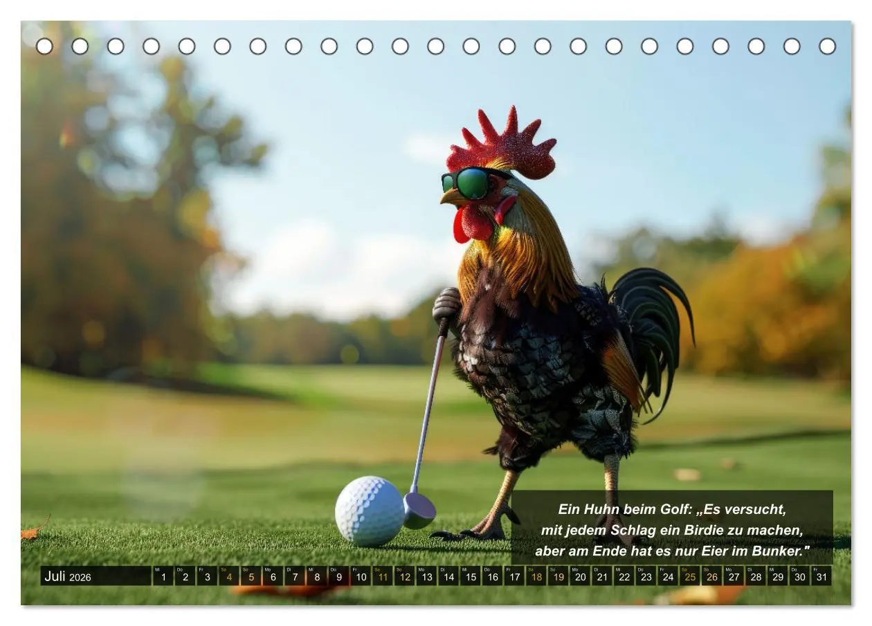 Bild: 9783457387924 | Der tierisch lustige Golfkalender (Tischkalender 2026 DIN A5 quer),...