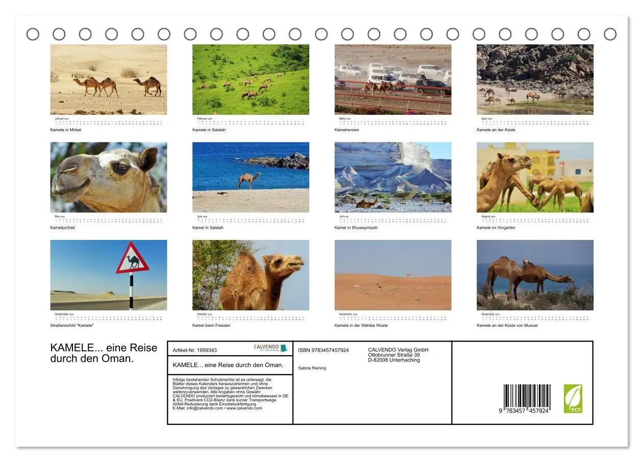 Bild: 9783457457924 | KAMELE... eine Reise durch den Oman. (Tischkalender 2026 DIN A5...