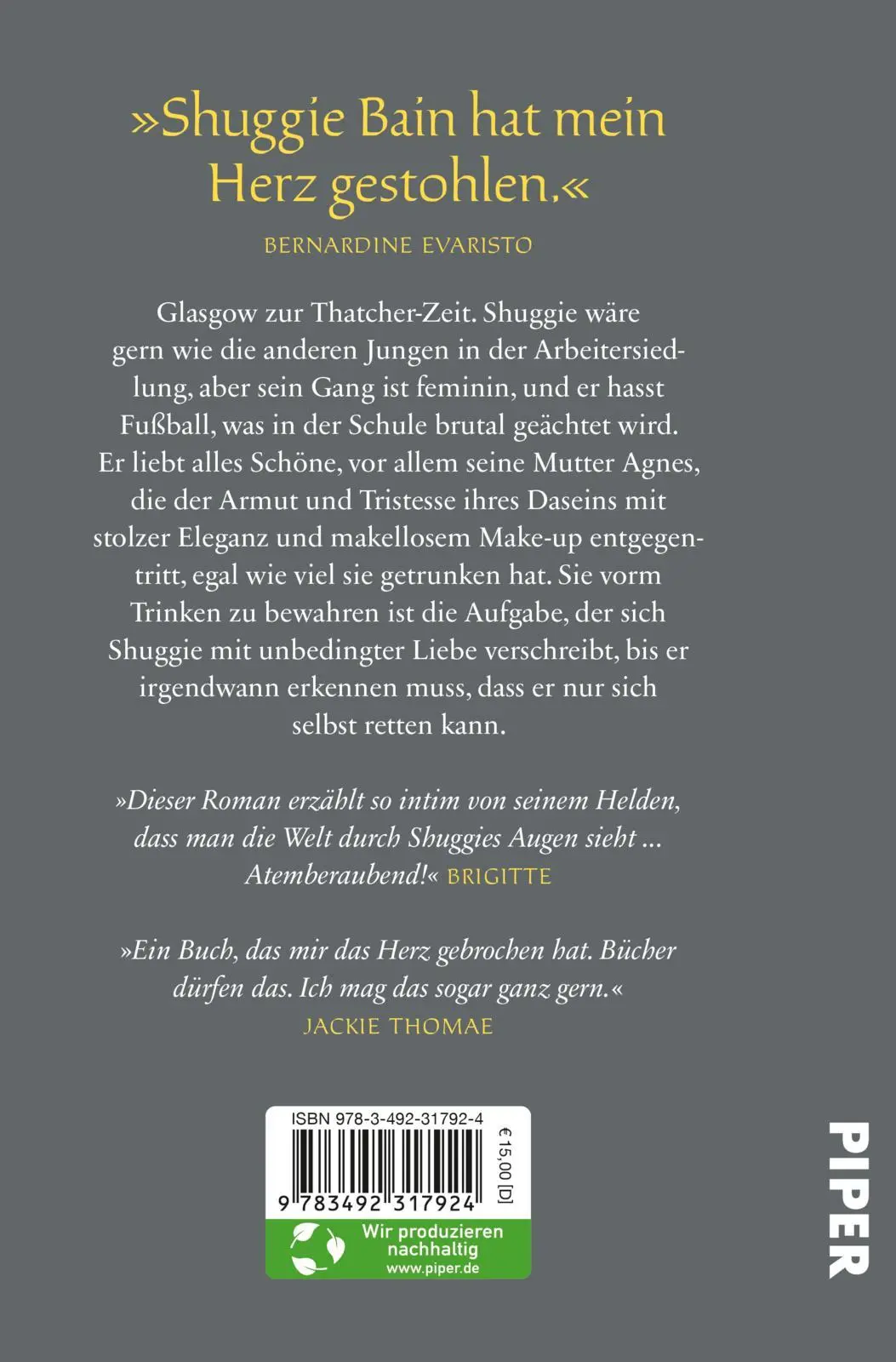 Rückseite: 9783492317924 | Shuggie Bain | Roman Booker Preis 2020 | Douglas Stuart | Taschenbuch