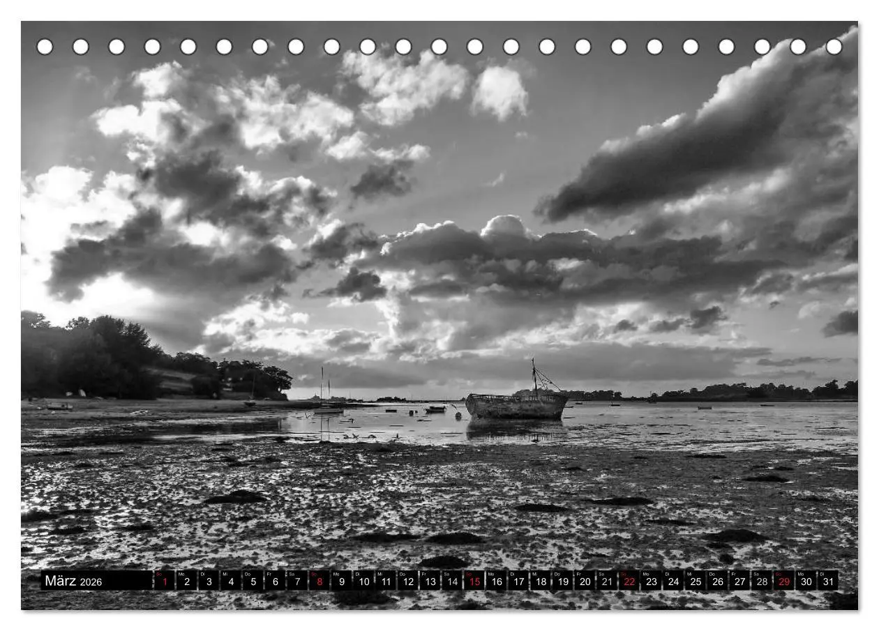 Bild: 9783516097924 | Bretagne in Schwarz und Weiß 2026 (Tischkalender 2026 DIN A5 quer),...