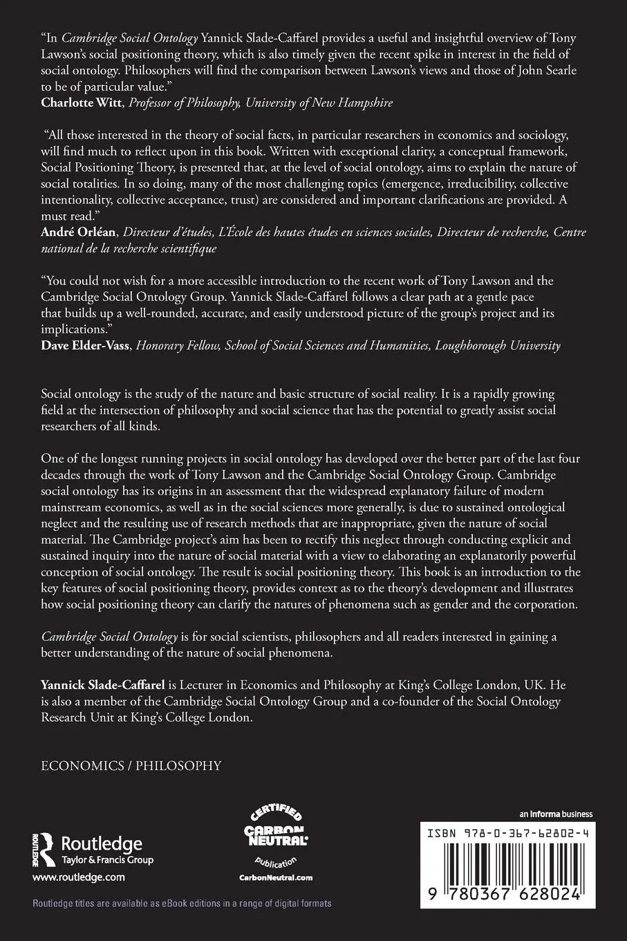 Rückseite: 9780367628024 | Cambridge Social Ontology | Yannick Slade-Caffarel | Taschenbuch