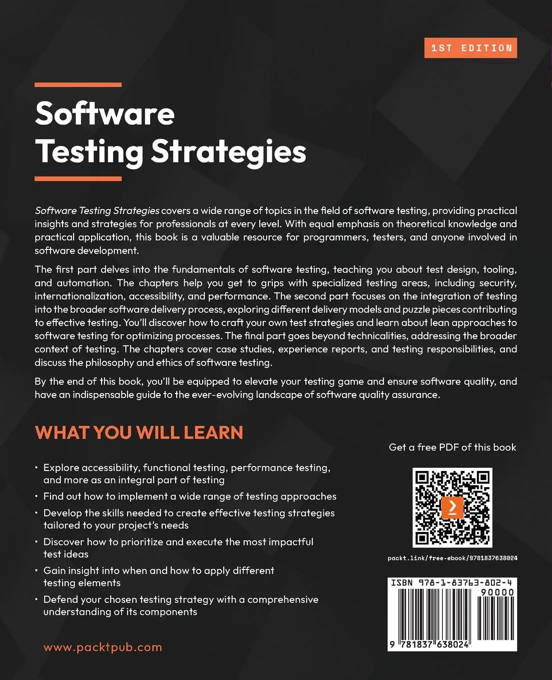 Rückseite: 9781837638024 | Software Testing Strategies | A testing guide for the 2020s | Buch