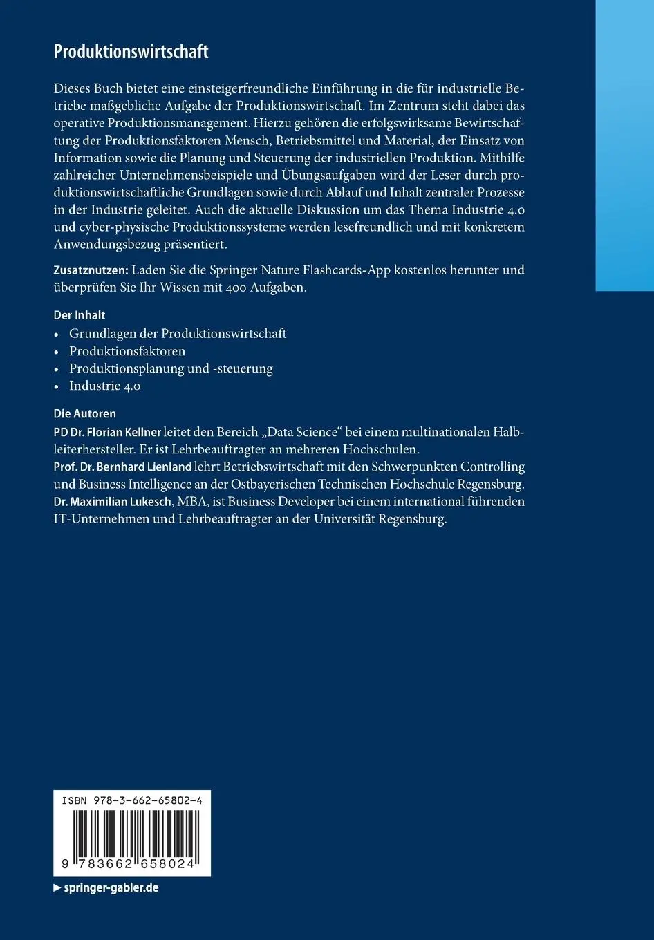 Rückseite: 9783662658024 | Produktionswirtschaft | Planung, Steuerung und Industrie 4.0 | Bundle