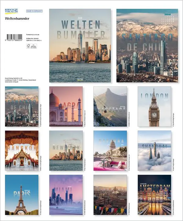 Bild: 9783731888024 | Weltenbummler 2026 | Verlag Korsch | Kalender | 14 S. | Deutsch | 2026