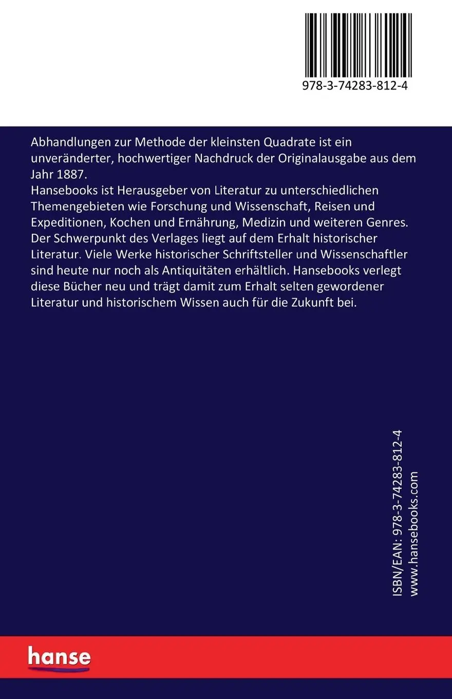 Rückseite: 9783742838124 | Abhandlungen zur Methode der kleinsten Quadrate | Carl Friedrich Gauss