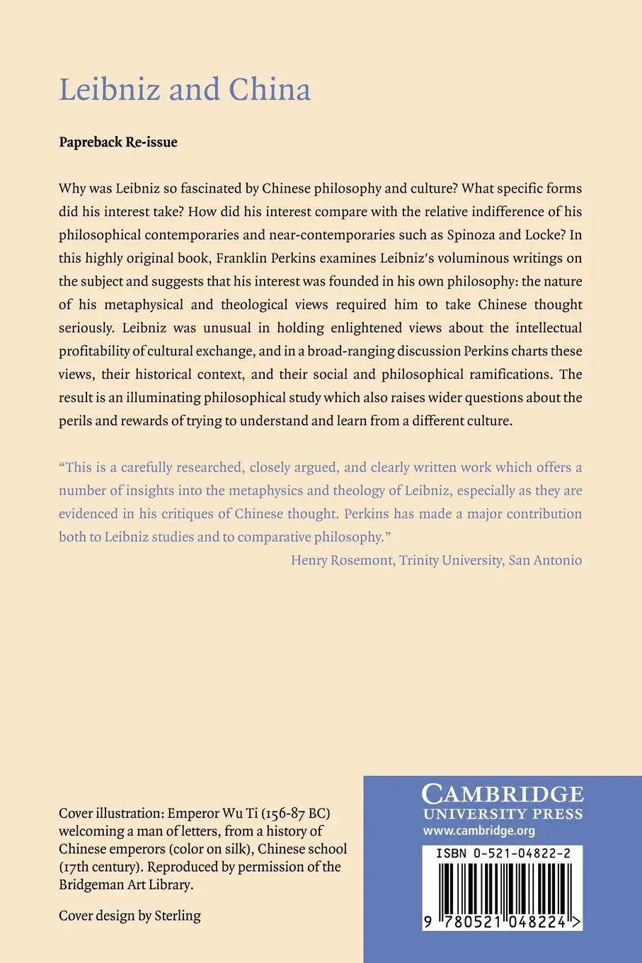 Rückseite: 9780521048224 | Leibniz and China | A Commerce of Light | Franklin Perkins | Buch