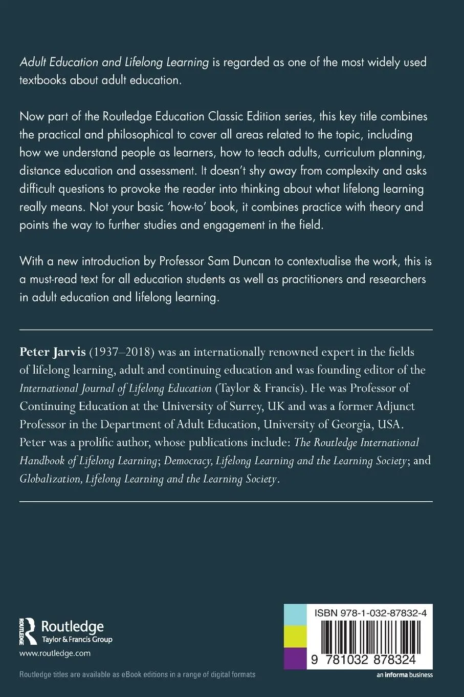 Rückseite: 9781032878324 | Adult Education and Lifelong Learning | Theory and Practice | Jarvis