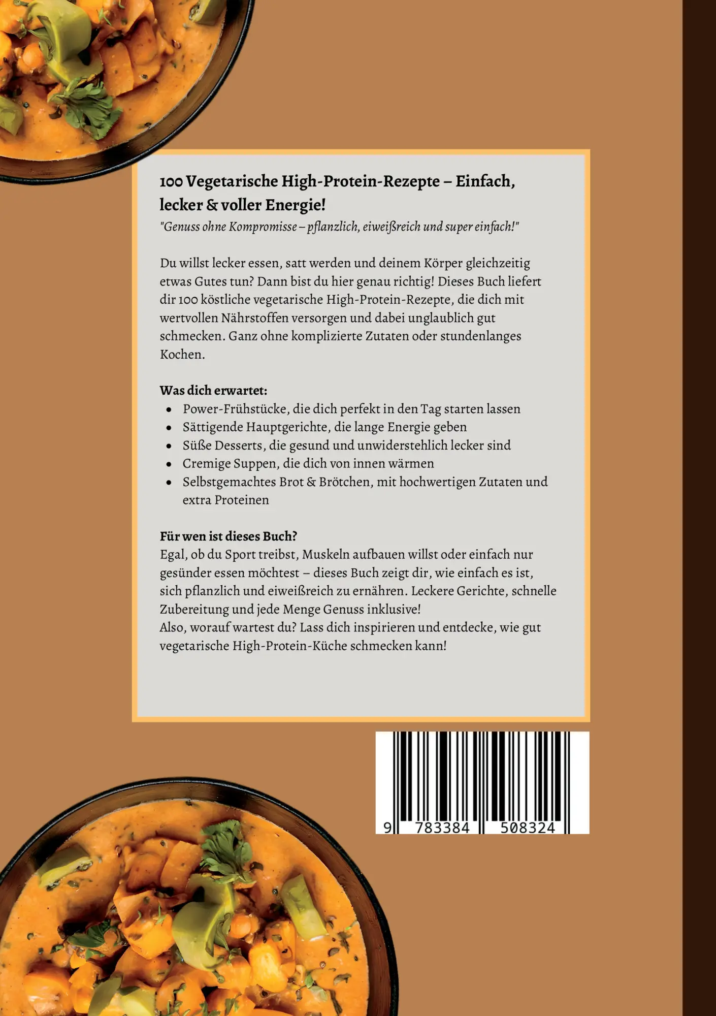 Rückseite: 9783384508324 | High Protein Kochbuch Vegetarisch-100 Rezepte | Benny Ohlscheidt