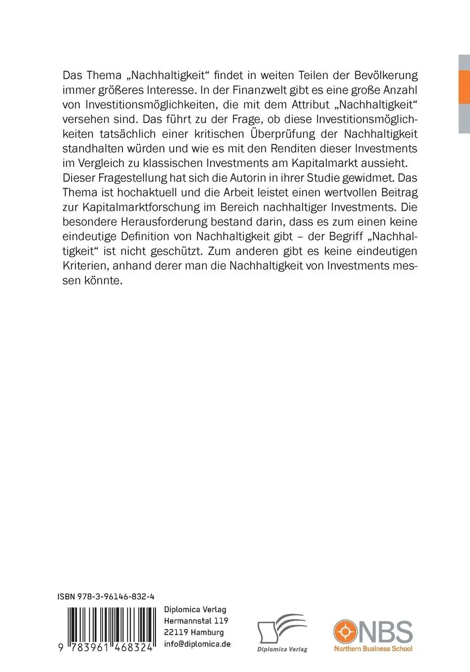 Rückseite: 9783961468324 | Analyse nachhaltiger Aktien-Fonds. Empirische Analyse von...