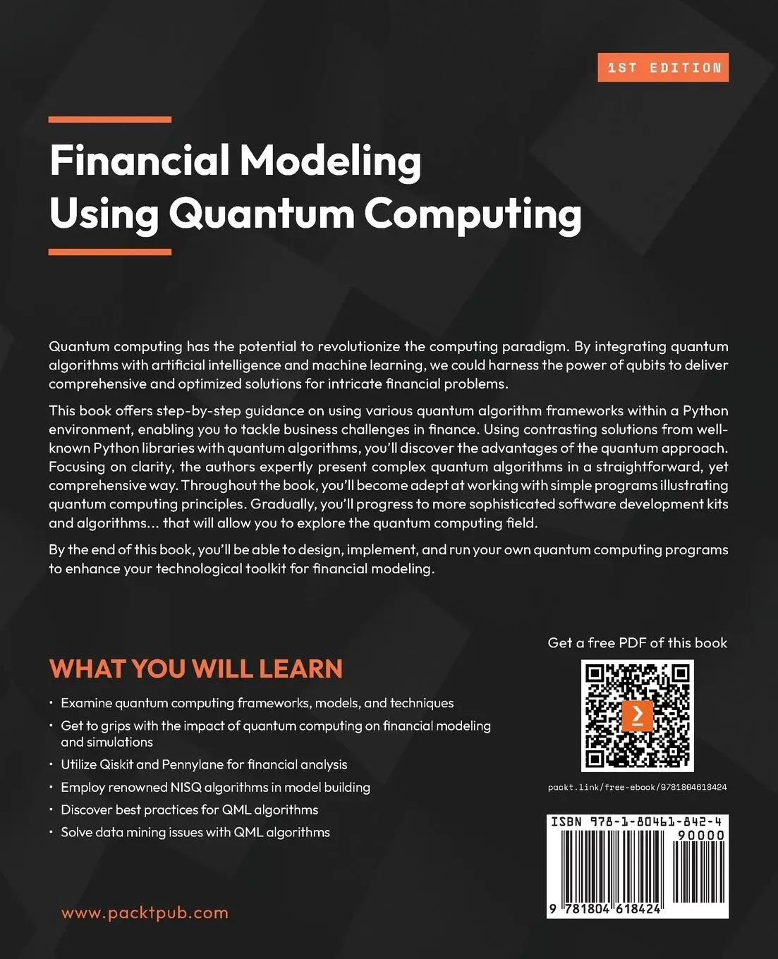 Rückseite: 9781804618424 | Financial Modeling Using Quantum Computing | Anshul Saxena (u. a.)