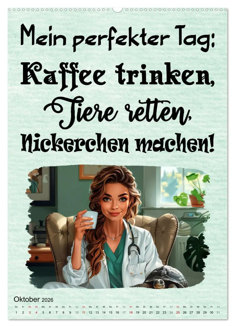 Bild: 9783516258424 | Tierarztsprüche (Wandkalender 2026 DIN A2 hoch), CALVENDO...