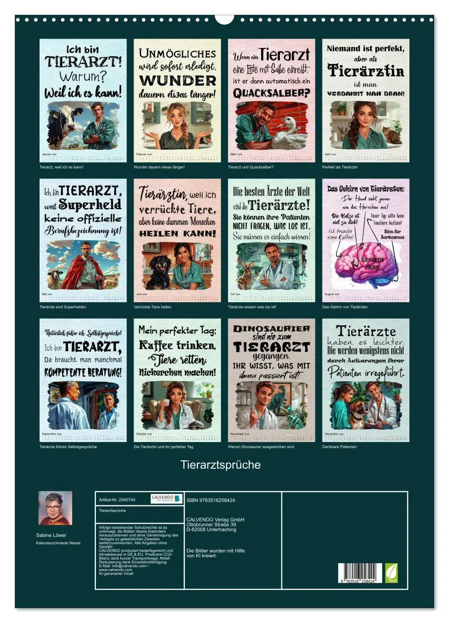 Bild: 9783516258424 | Tierarztsprüche (Wandkalender 2026 DIN A2 hoch), CALVENDO...