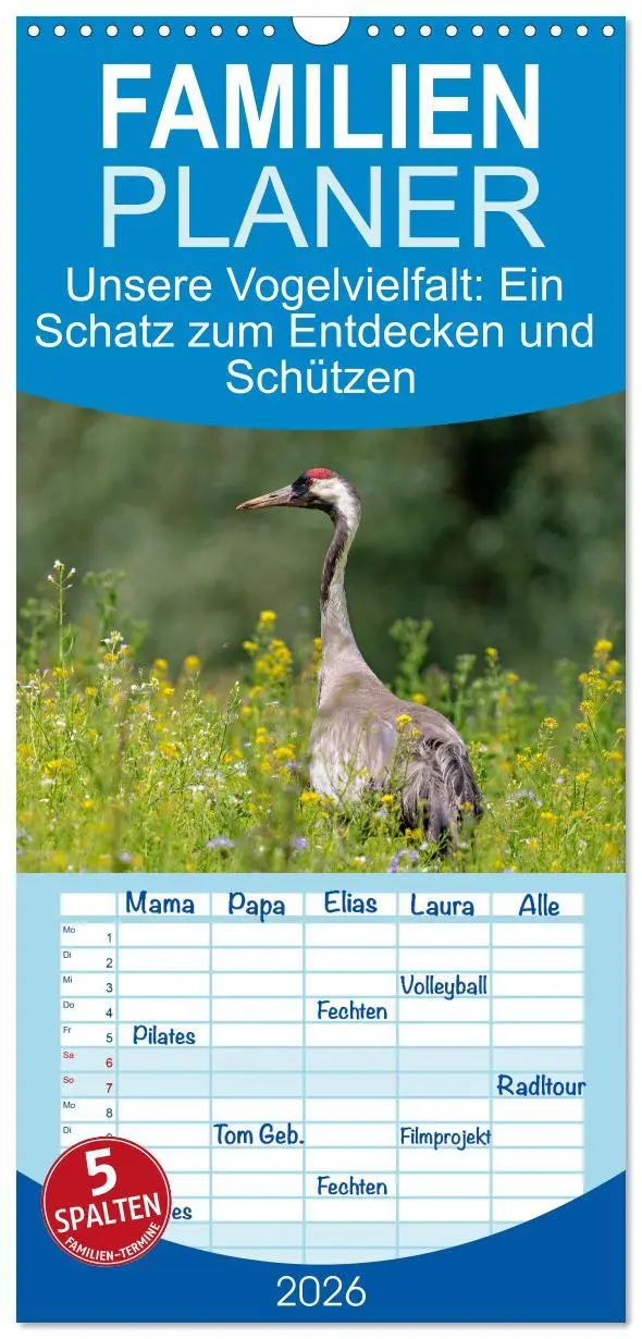 Cover: 9783516498424 | Familienplaner 2026 - Unsere Vogelvielfalt: Ein Schatz zum...