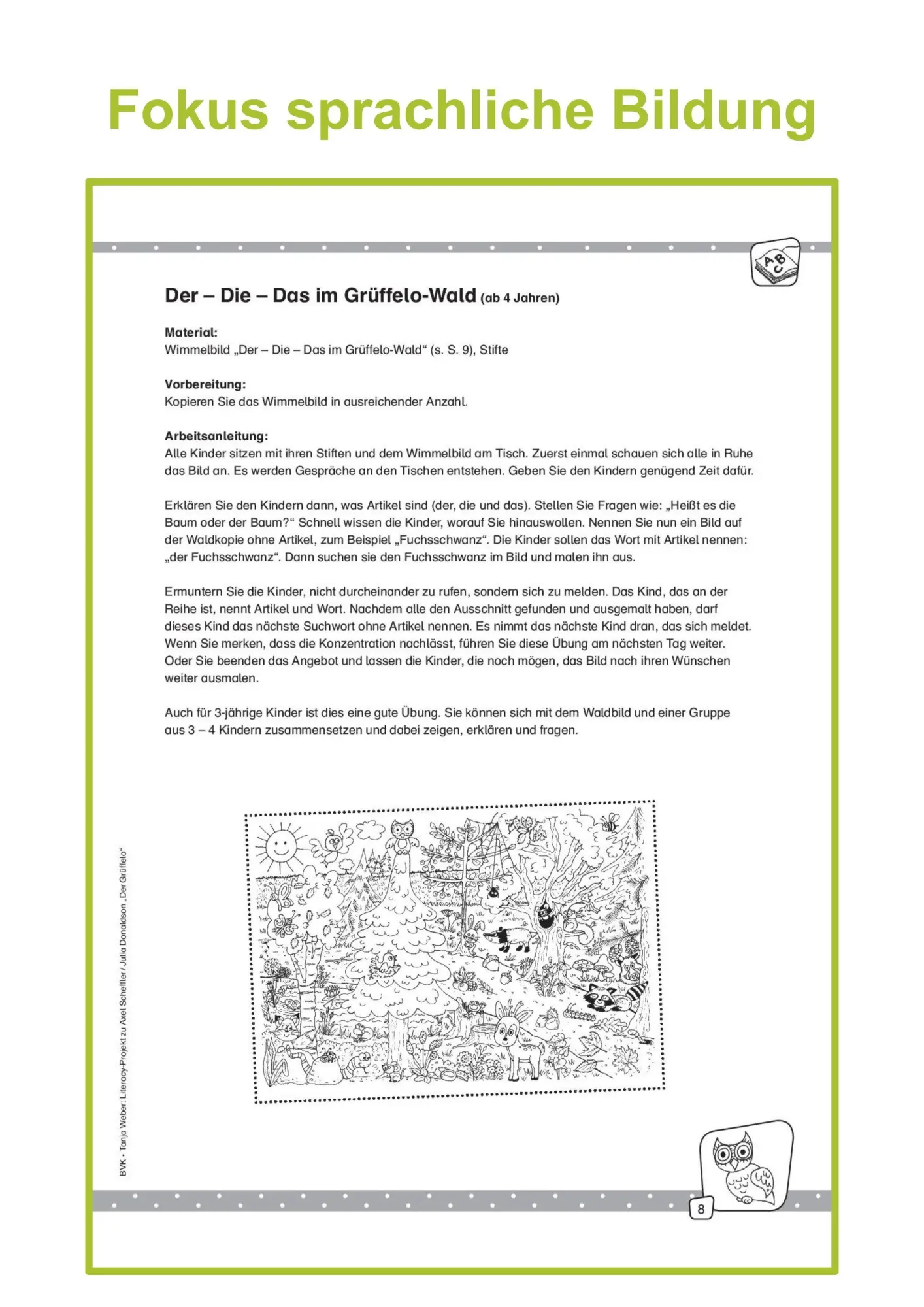 Bild: 9783867408424 | Literacy-Projekt zum Bilderbuch Der Grüffelo | Tanja Weber | Broschüre