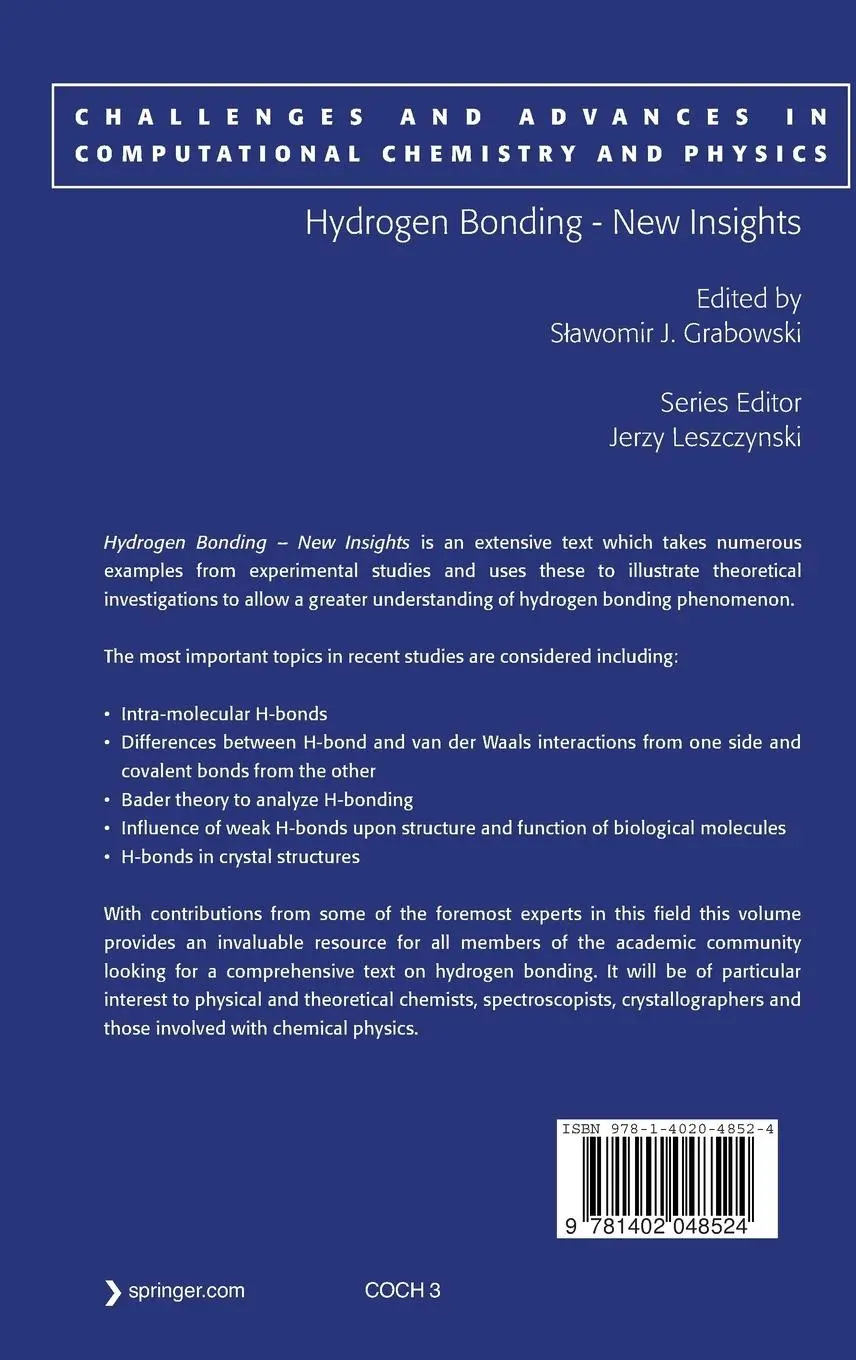Rückseite: 9781402048524 | Hydrogen Bonding - New Insights | Slawomir Grabowski | Buch | xx