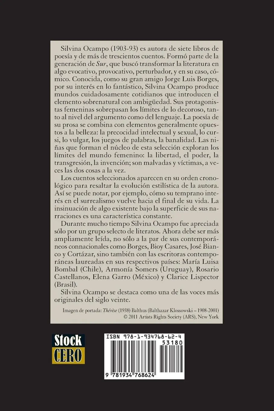 Rückseite: 9781934768624 | Antologia | Cuentos de la nena terrible | Silvina Ocampo | Taschenbuch