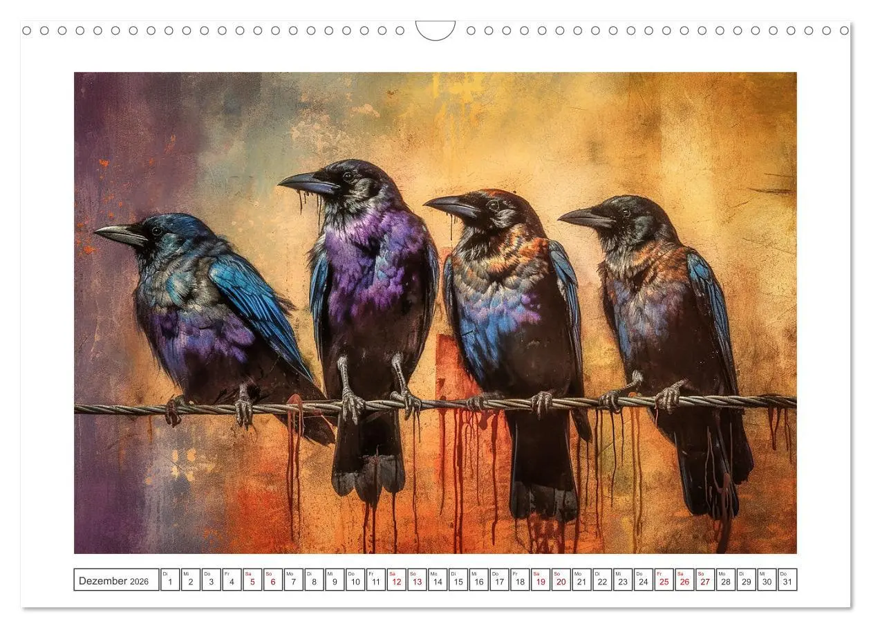 Bild: 9783457528624 | Kunstvolle Vögel (Wandkalender 2026 DIN A3 quer), CALVENDO...