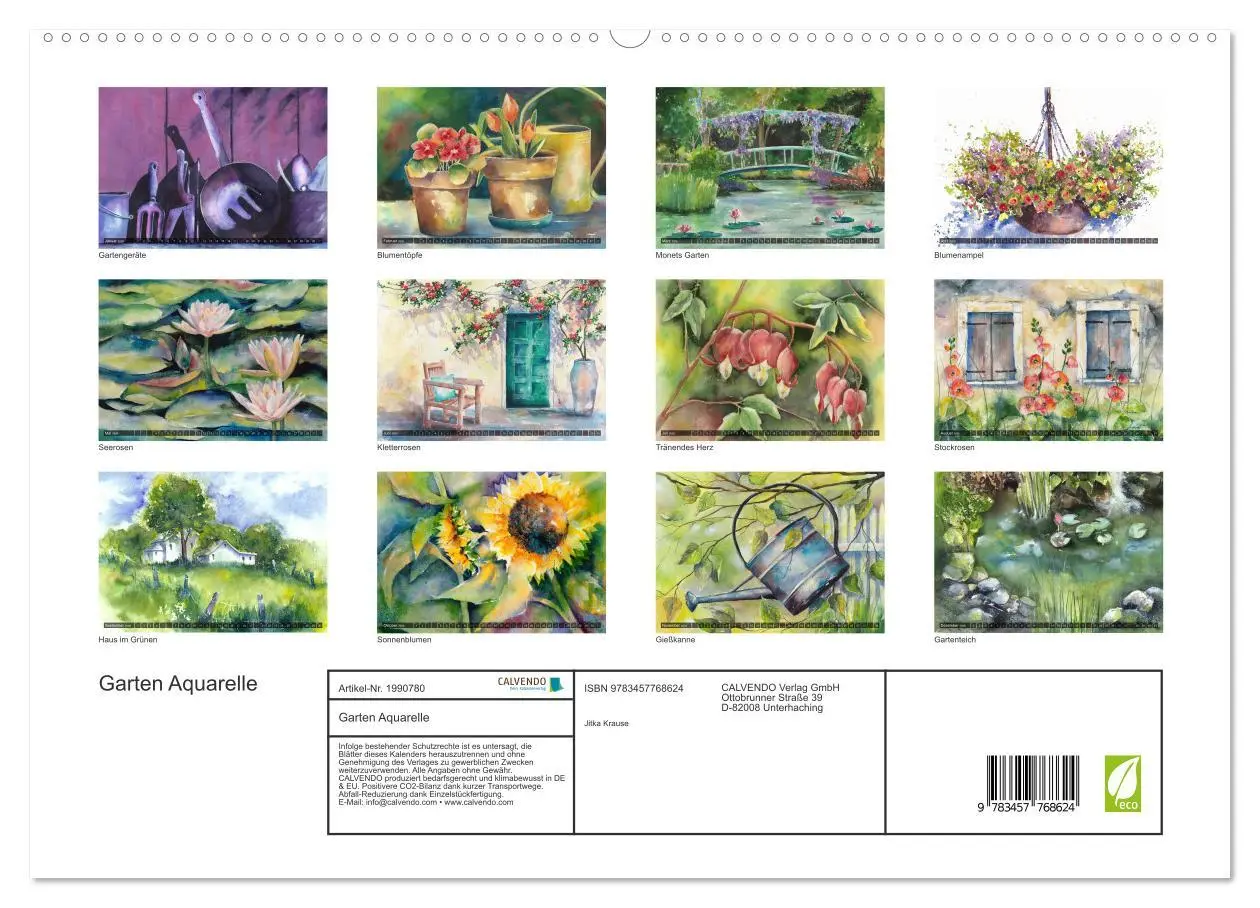 Bild: 9783457768624 | Garten Aquarelle (hochwertiger Premium Wandkalender 2026 DIN A2...