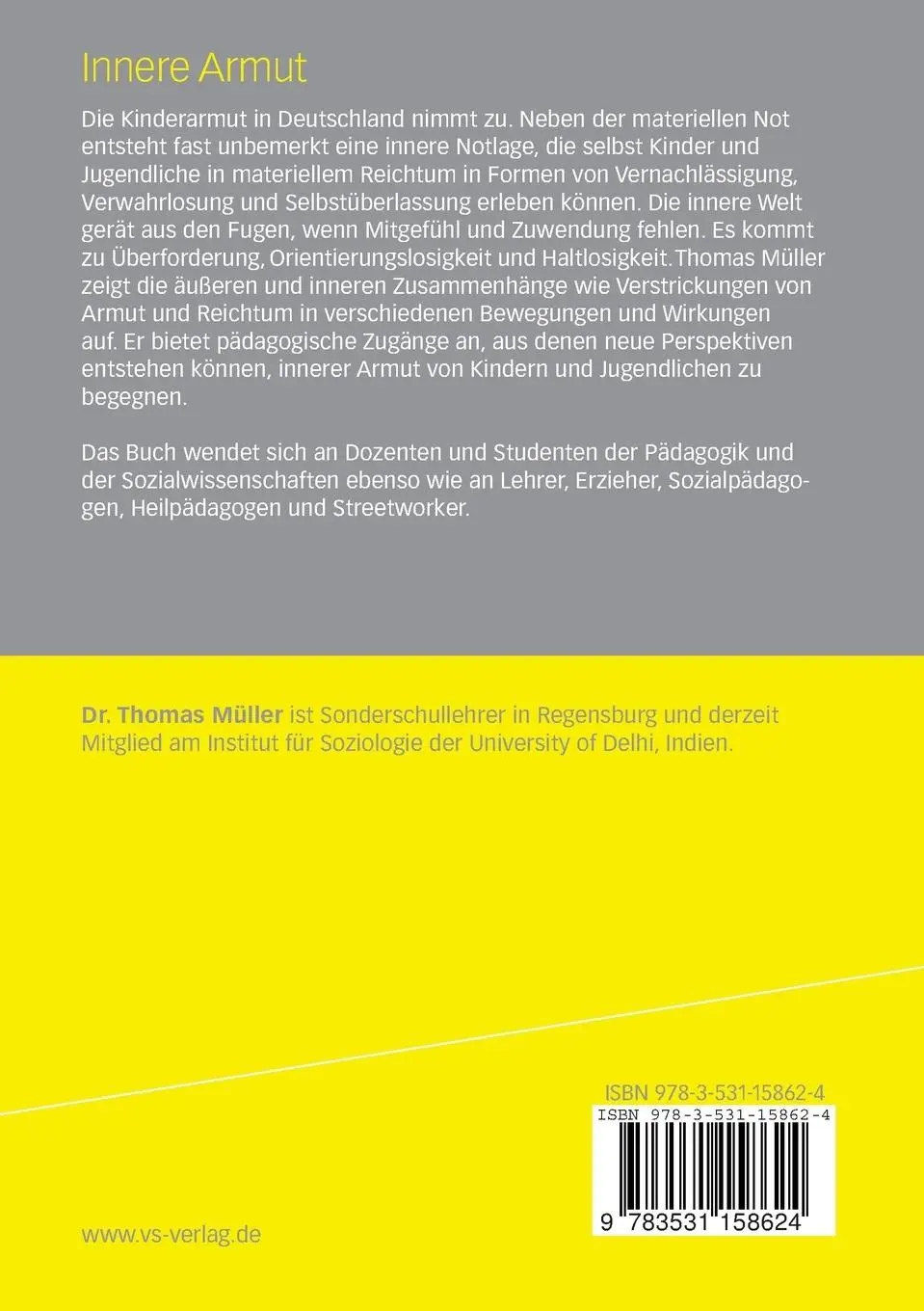 Rückseite: 9783531158624 | Innere Armut | Kinder und Jugendliche zwischen Mangel und Überfluss
