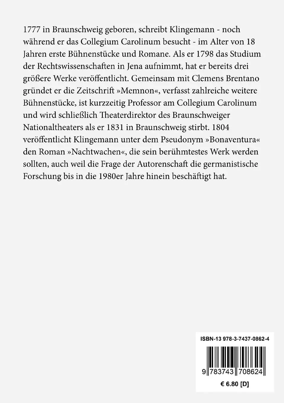 Rückseite: 9783743708624 | Faust | Ein Trauerspiel in fünf Acten | August Klingemann | Buch