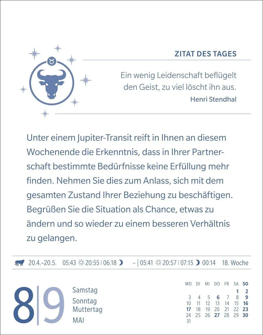 Bild: 9783840038624 | Stier Sternzeichenkalender 2027 - Tagesabreißkalender - Ihr...