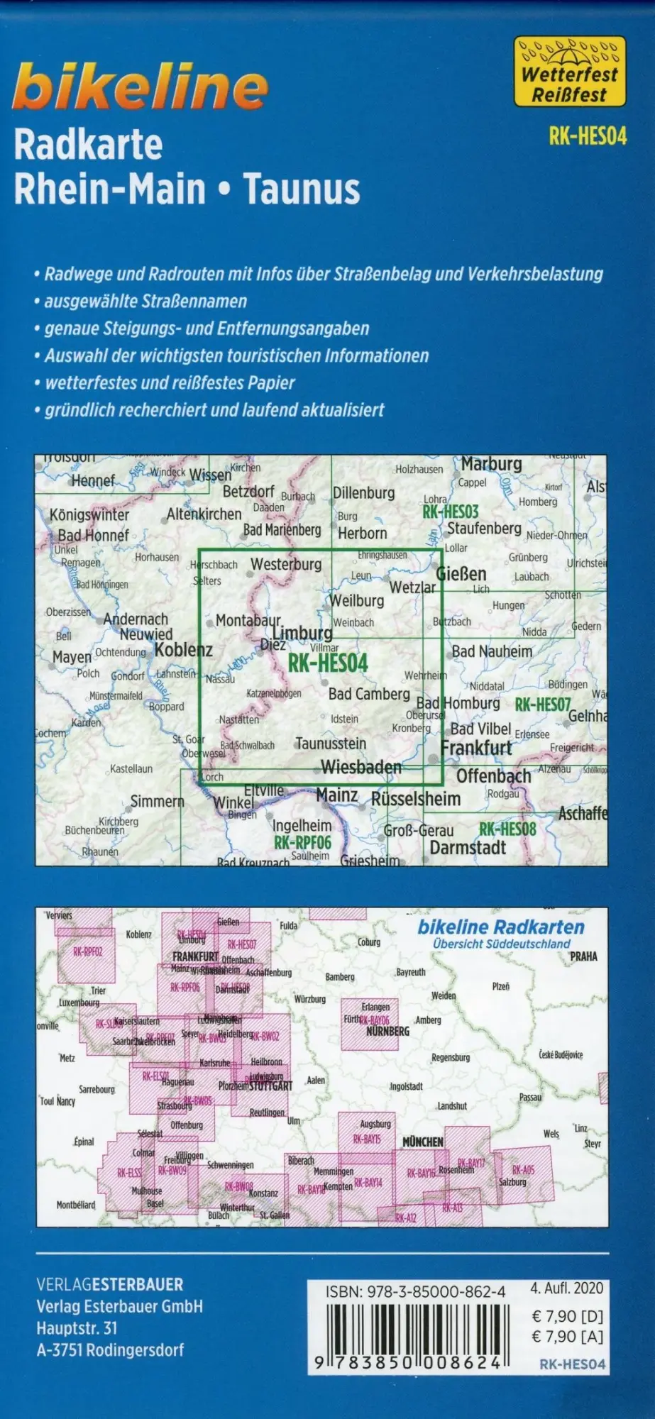 Bild: 9783850008624 | Radkarte Rhein-Main, Taunus (RK-HES04) | Esterbauer Verlag | Deutsch
