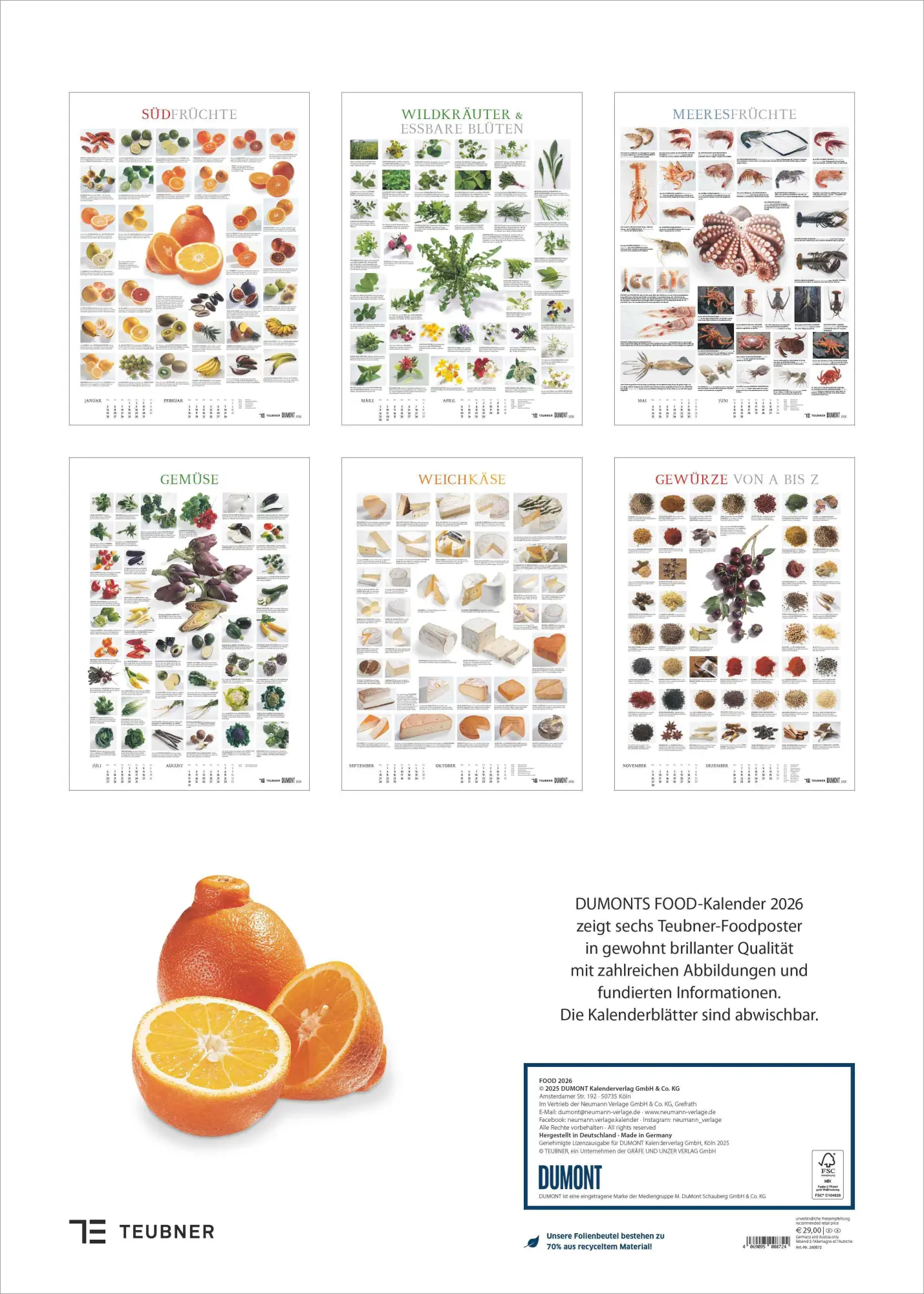 Bild: 4069095008724 | Food 2026 - Bildkalender 50x70 cm - mit kurzen Beschreibungen zu...