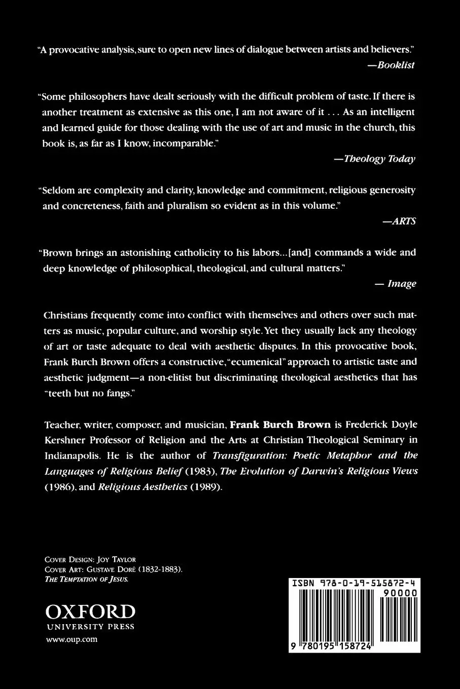 Rückseite: 9780195158724 | Good Taste, Bad Taste, &amp; Christian Taste | Frank Burch Brown | Buch
