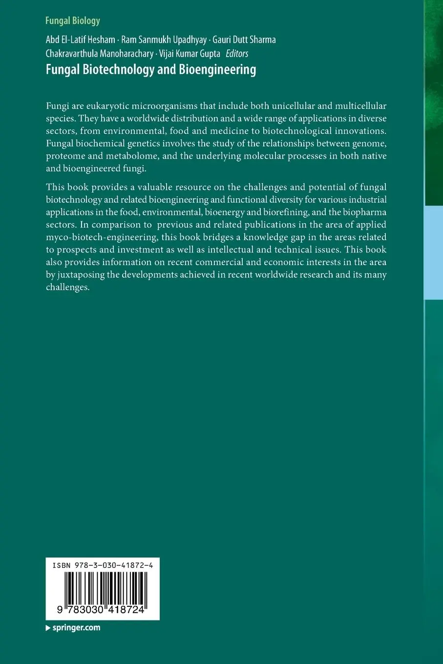 Rückseite: 9783030418724 | Fungal Biotechnology and Bioengineering | Abd El-Latif Hesham (u. a.)