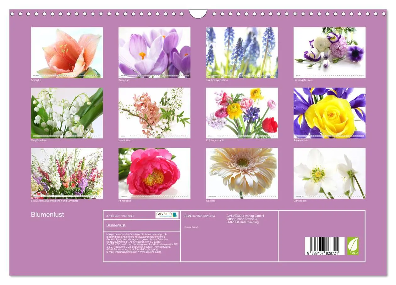 Bild: 9783457828724 | Blumenlust (Wandkalender 2026 DIN A3 quer), CALVENDO Monatskalender