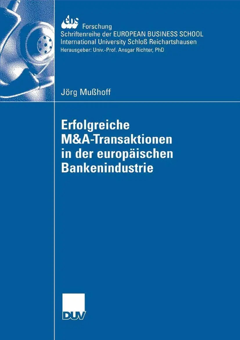 Cover: 9783835008724 | Erfolgreiche M&amp;A-Transaktionen in der europäischen Bankenindustrie