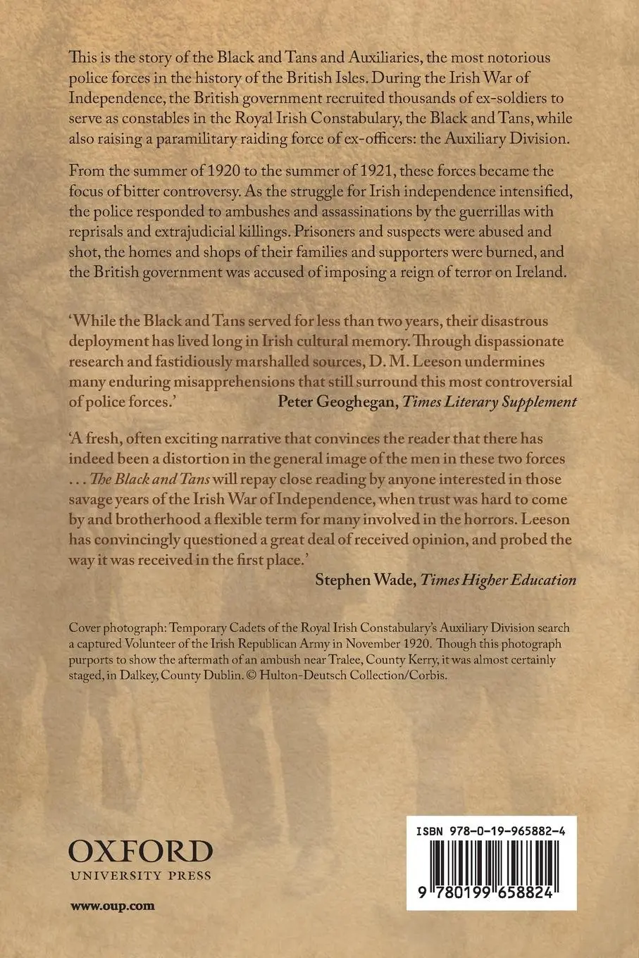 Rückseite: 9780199658824 | The Black and Tans | D. M. Leeson | Taschenbuch | Englisch | 2012