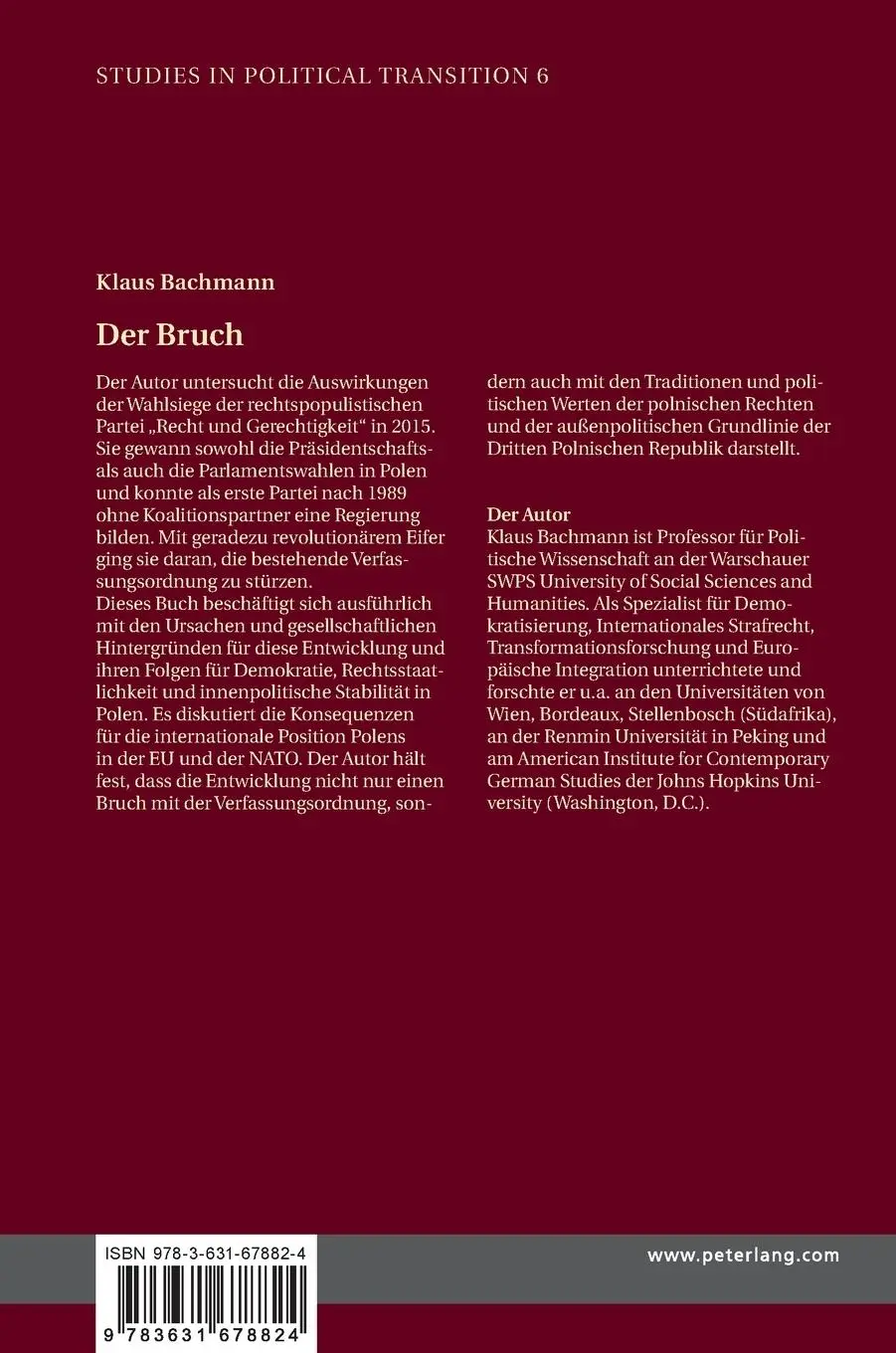 Rückseite: 9783631678824 | Der Bruch | Klaus Bachmann | Buch | Studies in Political Transition
