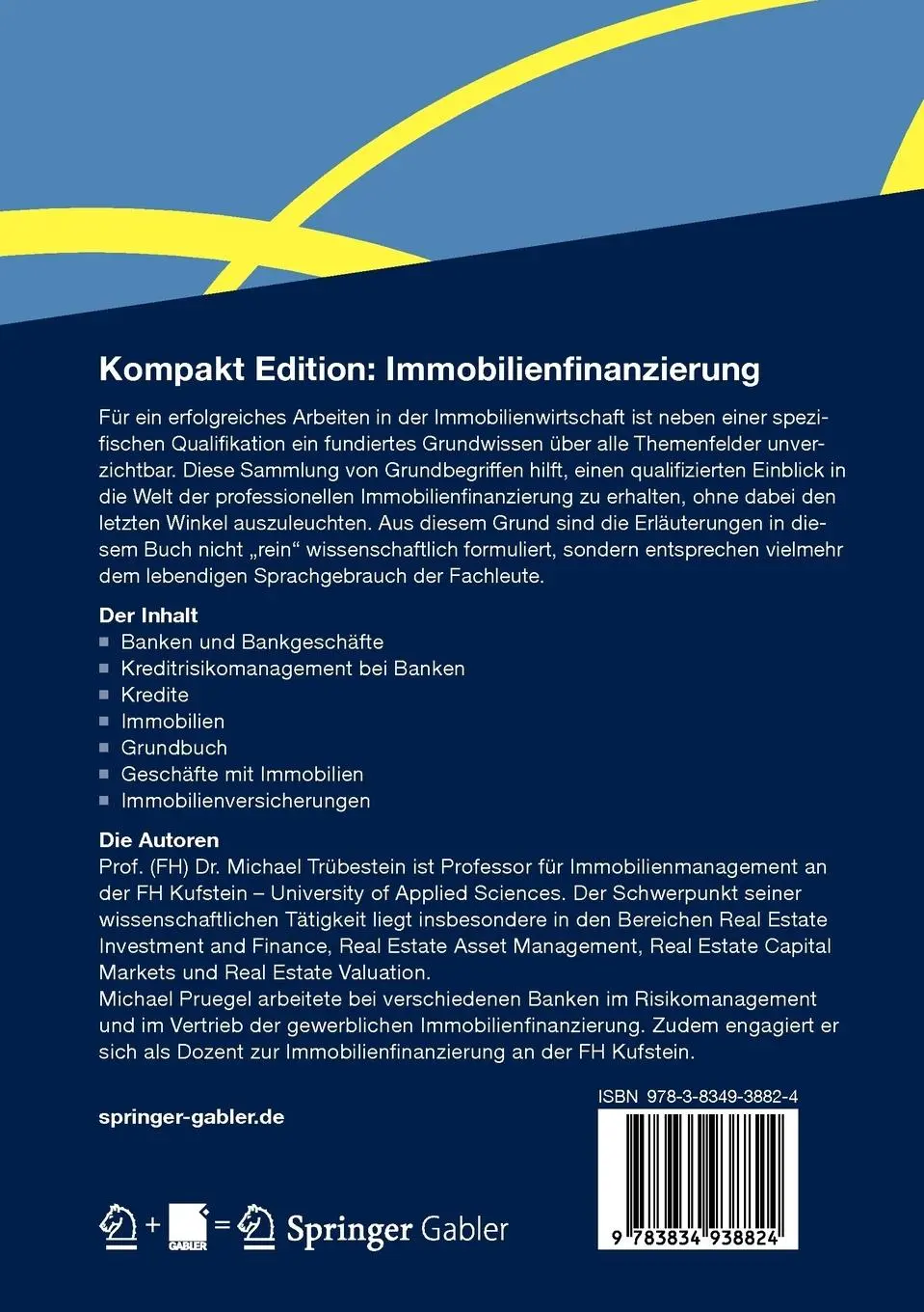 Rückseite: 9783834938824 | Kompakt Edition: Immobilienfinanzierung | Michael Pruegel (u. a.)