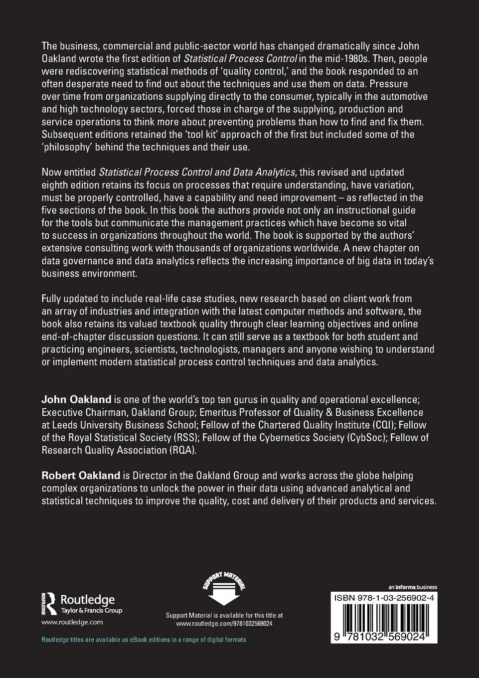 Rückseite: 9781032569024 | Statistical Process Control and Data Analytics | John Oakland (u. a.)