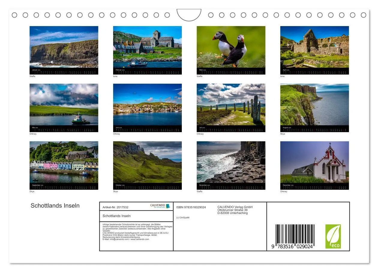 Bild: 9783516029024 | Schottlands Inseln (Wandkalender 2026 DIN A4 quer), CALVENDO...