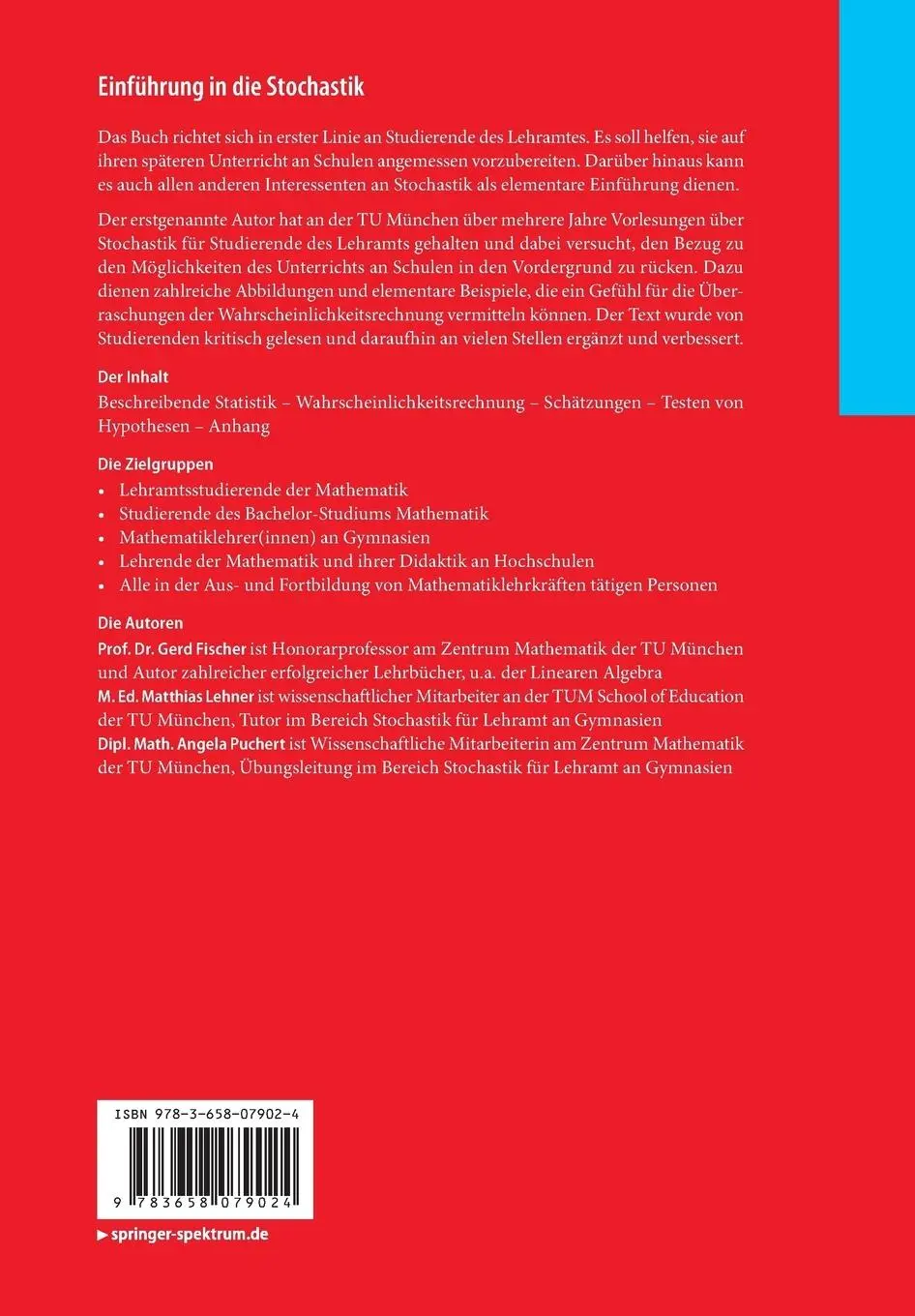 Rückseite: 9783658079024 | Einführung in die Stochastik | Gerd Fischer (u. a.) | Taschenbuch