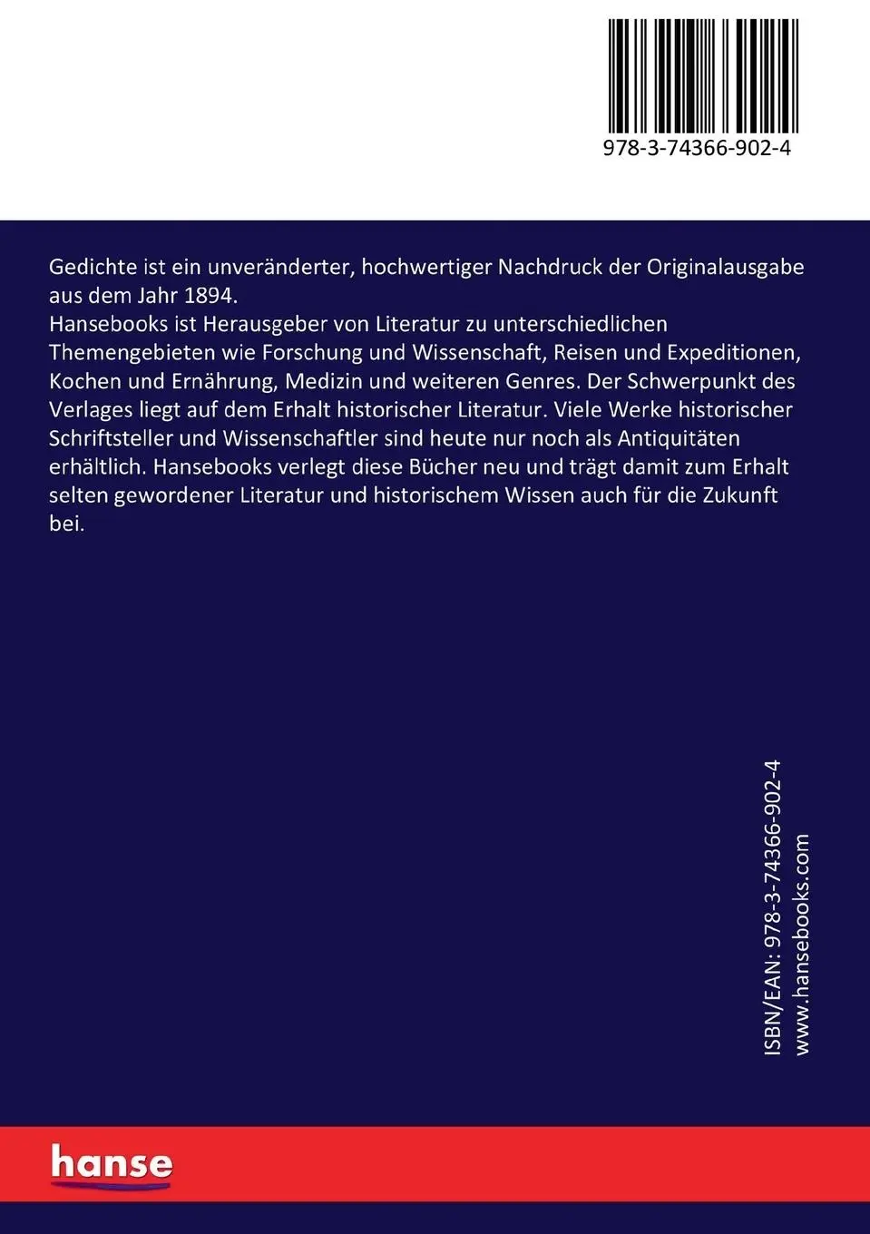 Rückseite: 9783743669024 | Gedichte | Ricarda Octavia Huch | Taschenbuch | Paperback | 260 S.