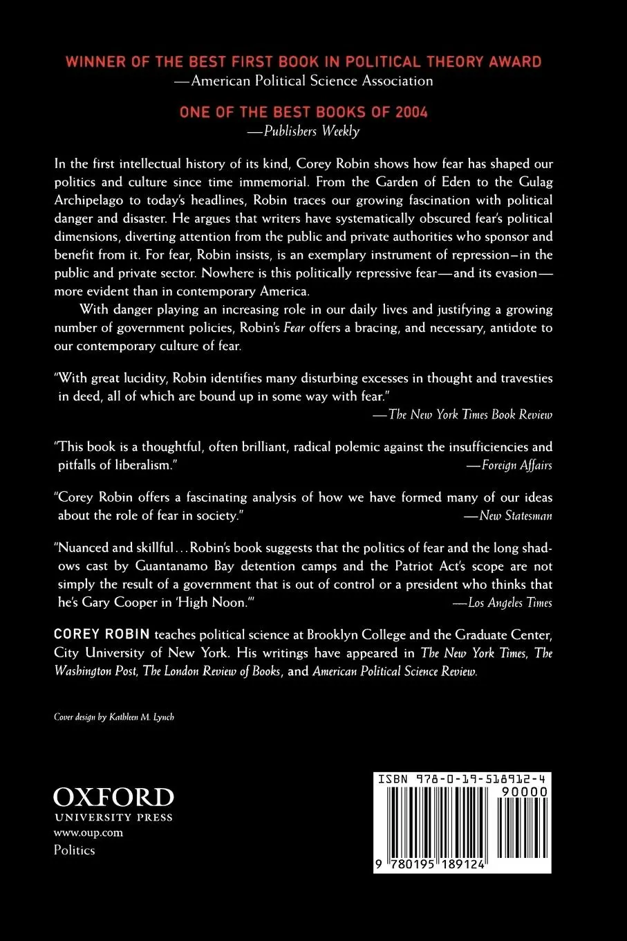 Rückseite: 9780195189124 | Fear | The History of a Political Idea | Corey Robin | Taschenbuch