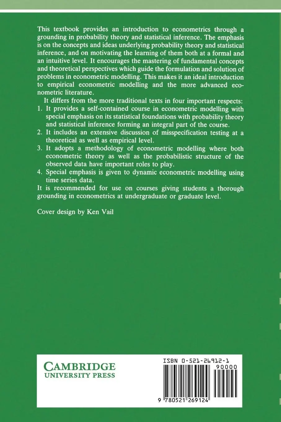 Rückseite: 9780521269124 | Statistical Foundations of Econometric Modelling | Aris Spanos | Buch