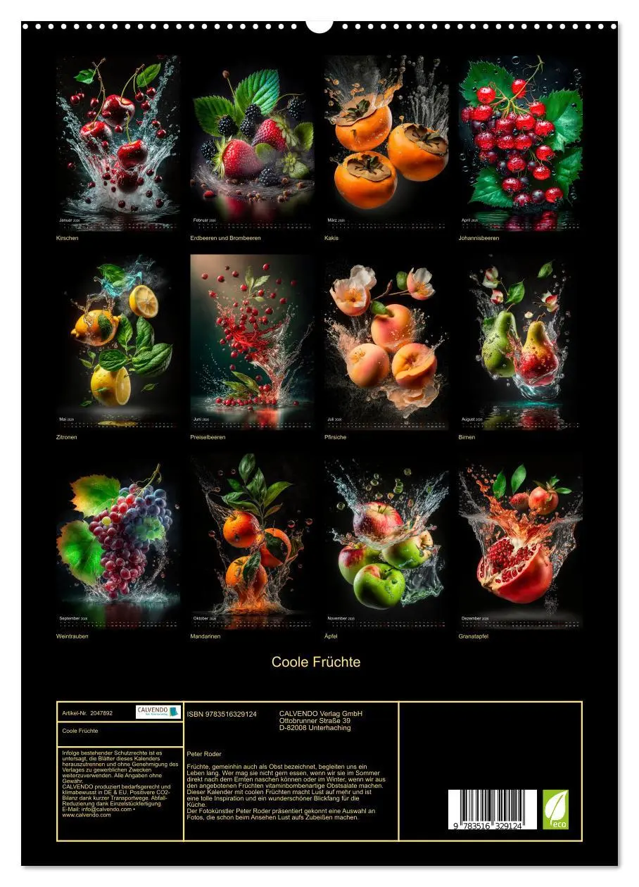Bild: 9783516329124 | Coole Früchte (hochwertiger Premium Wandkalender 2026 DIN A2 hoch),...