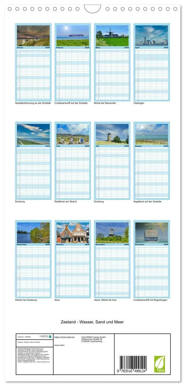 Bild: 9783516499124 | Familienplaner 2026 - Zeeland - Wasser, Sand und Meer mit 5 Spalten...