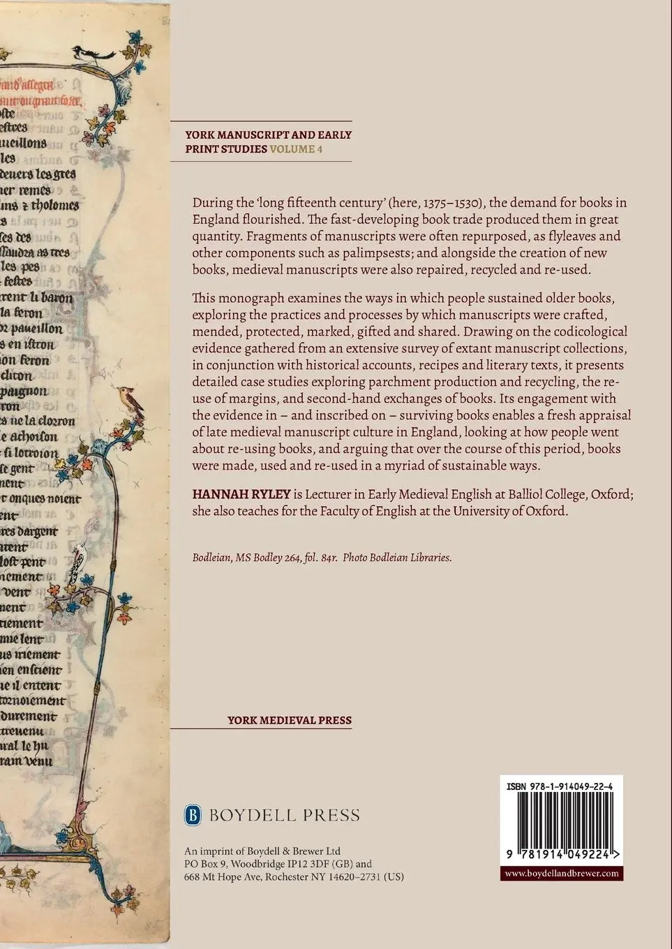 Rückseite: 9781914049224 | Re-Using Manuscripts in Late Medieval England | Hannah Ryley | Buch