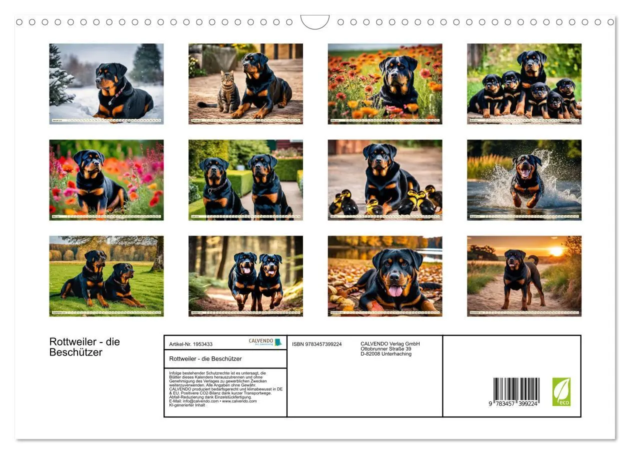 Bild: 9783457399224 | Rottweiler - die Beschützer (Wandkalender 2026 DIN A3 quer),...