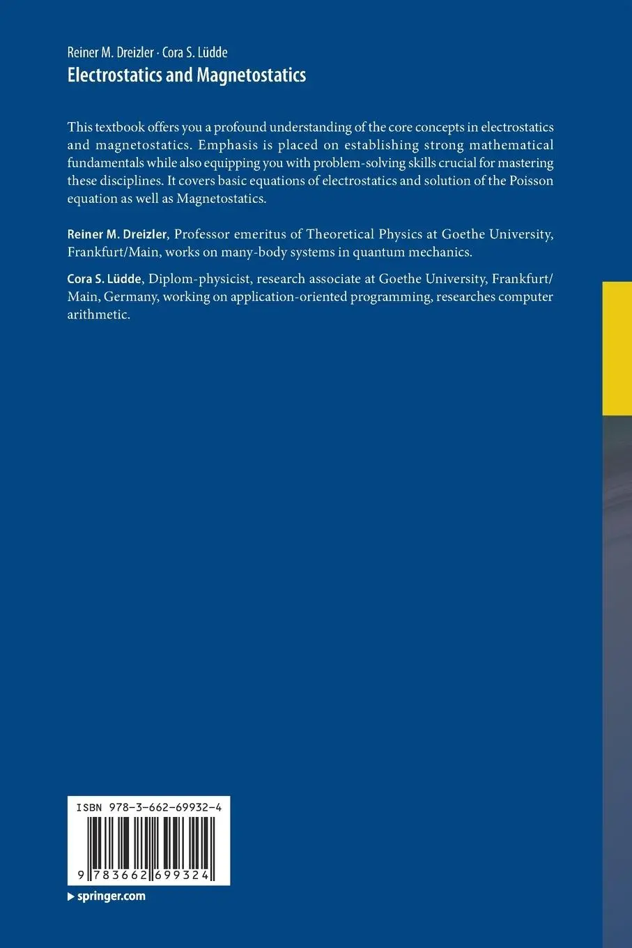 Rückseite: 9783662699324 | Electrostatics and Magnetostatics | Cora S. Lüdde (u. a.) | Buch | xi