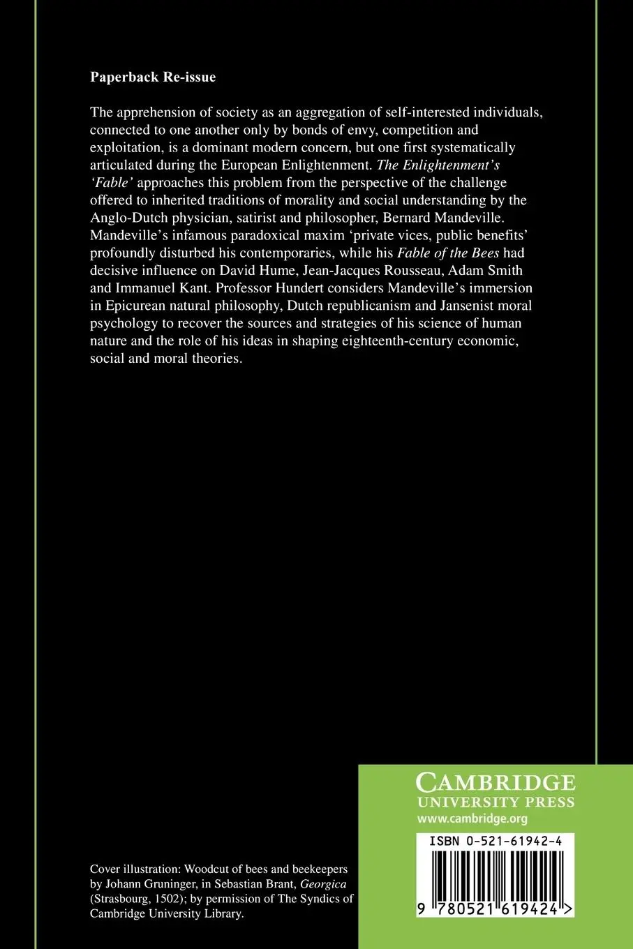 Rückseite: 9780521619424 | The Enlightenment's Fable | E. J. Hundert | Taschenbuch | Englisch