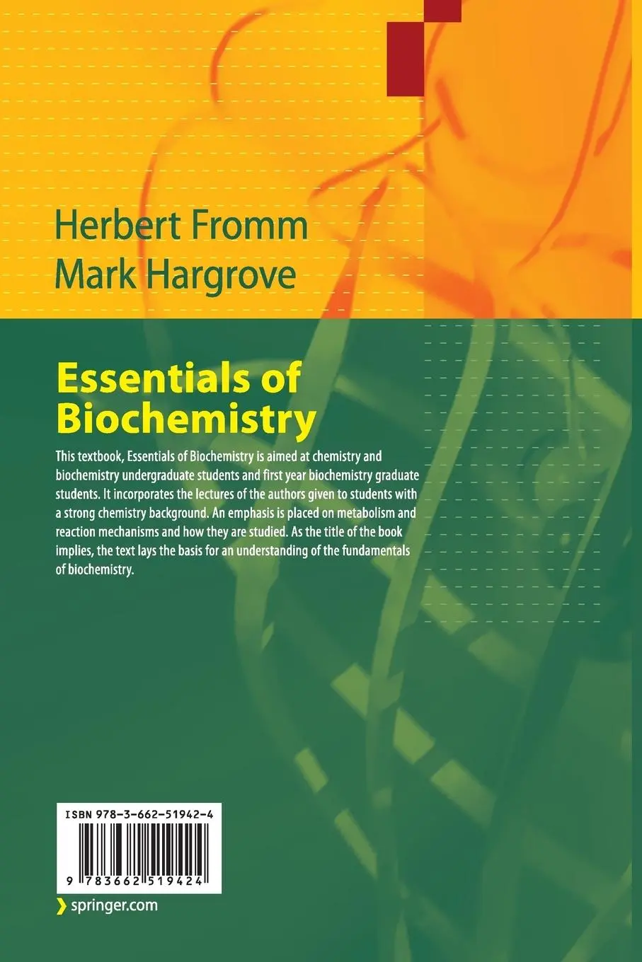 Rückseite: 9783662519424 | Essentials of Biochemistry | Herbert J. Fromm (u. a.) | Taschenbuch